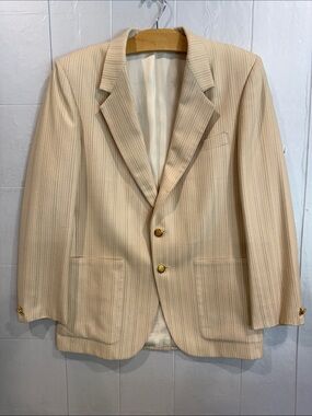 Louis Roth Vintage Men’s Silk Cream Pinstripe Lightweight Blazer Jacket 40R
